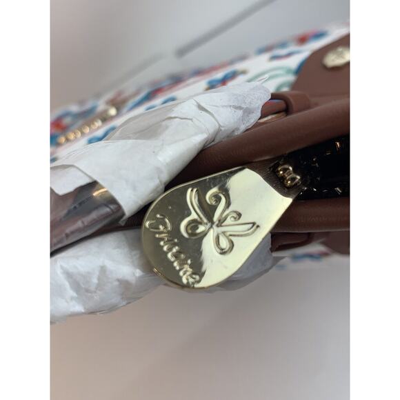 NEW Fricaine Brown Embroidered Tote Floral Leather Purse Handbag - Picture 11 of 11